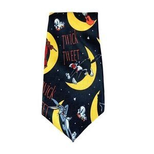 Looney Tunes Mania Vintage Tie‎ Mens Twick or Tweet Necktie Halloween Black 90s